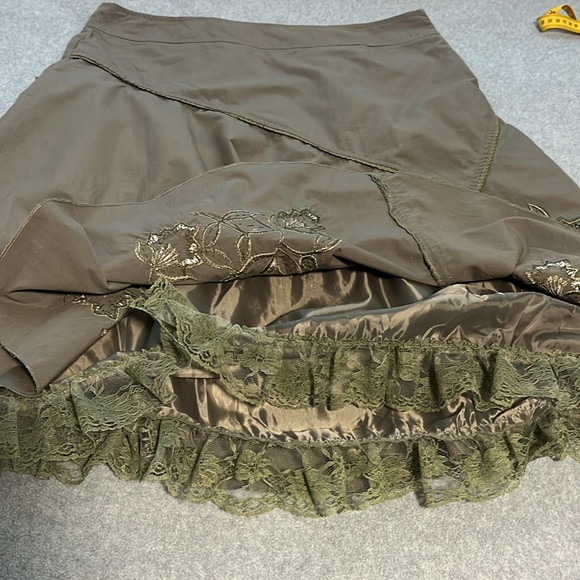 Woodland Fairy Embroidered Midi Skirt Large Lace Cottage Gypsy Artsy Modest Boho - Picture 7 of 10